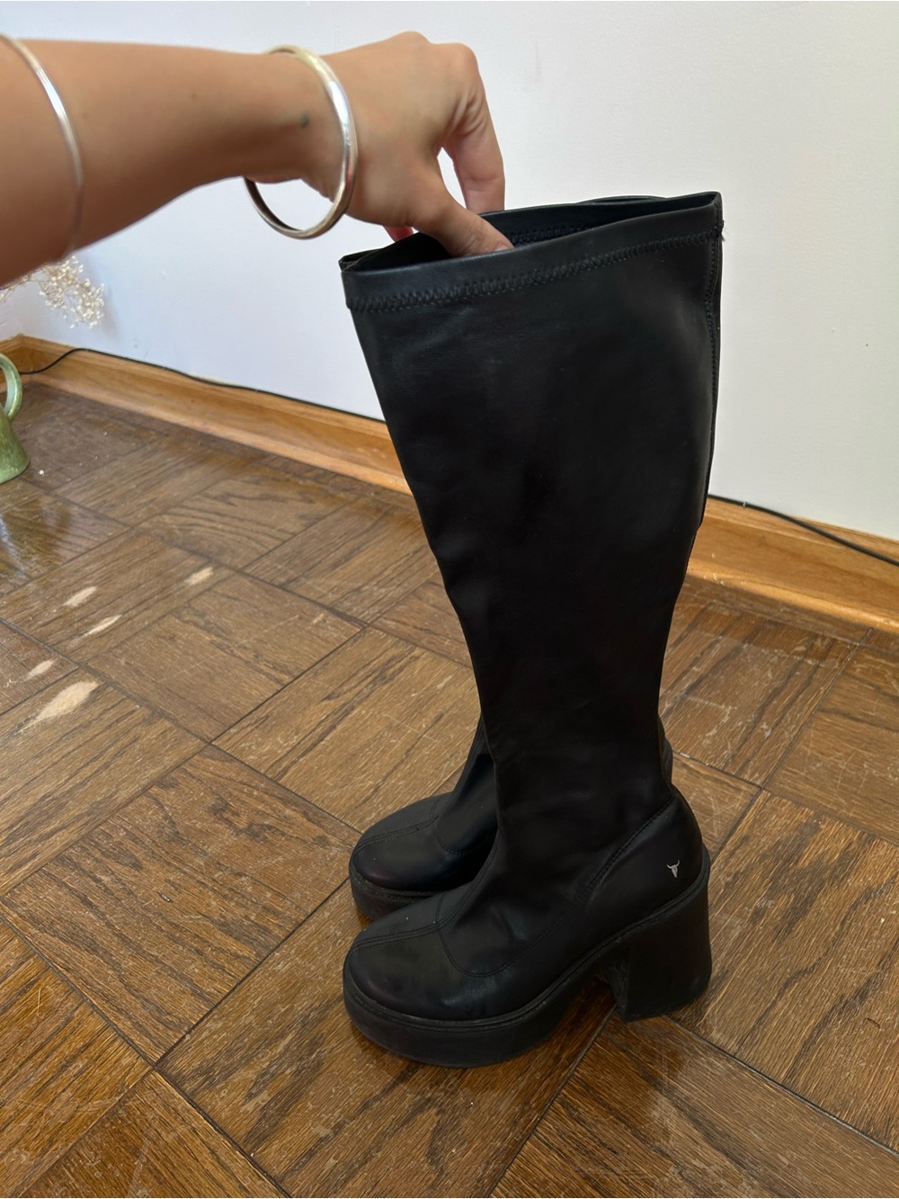 Windsor Smith Black Platform Knee-High Boots - Women's Stylish Heeled Boots